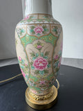 Asian Inspired Pink Peony Ceramic Vase Lamp (WORKS)