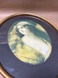 Vintage Style Print Of Woman In Oval Gold Frame