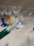 Colorful Czech Republic Long Stem Cordial Glasses - Set Of 6