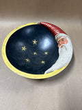 Kurt Adler Whimsical 3D Wooden Santa Bowl With Stars