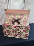 Trio of Floral Decorative Storage Boxes