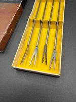 Set Of 4 Fondue Forks With Rosewood Handles