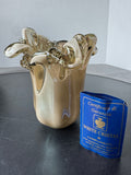 Murano Italian Vintage White Cristal Smoky Hand Blown Art Glass Vase