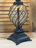 Black Metal Table Lamp with Glass Accent