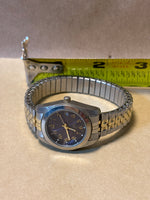 Silver Tone Watch with Purple Face - Needs Battery