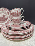 (A) 24-Piece Johnson Bros. Old Britain Castles Pink China Set (2 AVAILABLE—PRICED INDIVIDUALLY AT $195 EACH SET)