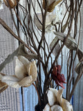Michael Aram Oxidized Copper Bronze Tree Branch Vase with Paper & Wood Florals