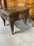Wicker Side Table with Glass