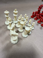(A) Red And White Drueke Chess Pieces With Case — 32 Pieces