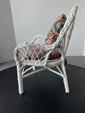 White Woven Wicker Doll Chair with Cushions