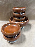 6 Piece Wood And Metal Base Salad Bowl Server With 5 Salad Bowls