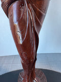 Artist Signed Hand Carved Vintage Balinese Woman Wooden Sculpture
