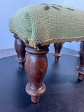 Wooden Vintage Floral Needlepoint Foot Stool AS IS (READ DESCRIPTION CAREFULLY)