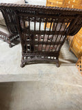 Heavyweight Brown Wicker/Rattan Chair with Ottoman, With Cushions, Unbranded