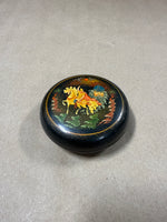 Round Palekh Russian Lacquer Trinket Box