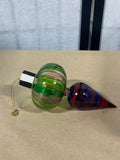 Multicolor Glass Ornament with Black & White Glittered Cap, 3 Available, PRICED INDIVIDUALLY