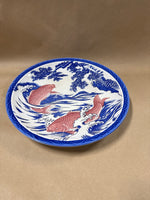 Asian Inspired Blue And White Serving Plate With Koi Fish // 2 Sets Available //*** PRICED INDIVIDUALLY ***