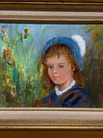 Painting of Girl in Blue Hat; Signed A. Gilbert