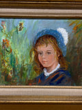 Painting of Girl in Blue Hat; Signed A. Gilbert