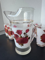 6-Piece West Virginia Glass Radiant Rose Vintage Pitcher & Tumblers Set