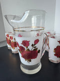 6-Piece West Virginia Glass Radiant Rose Vintage Pitcher & Tumblers Set
