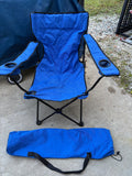B-Blue Canvas Folding Arm Chair w/Carry Bag (large)