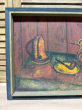 Primitive Original Modernist Still Life Painting - Signed