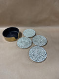 Set Of 4 Round Mosaic Coasters With Case