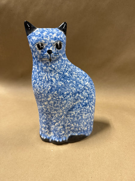 N.S. Gustin Blue Speckled Ceramic Cat