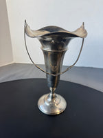 M. Fred Hirsch Sterling Silver Engraved Weighted Trumpet Vase with Handle