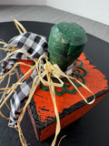 Primitive Style Crackled Wooden Pumpkin Decorative Finial
