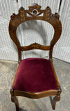 French Style Carved Vintage Side Chair with Velvet Seat