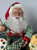 Holiday Scene Vintage Painting Santa AS IS (READ DESCRIPTION CAREFULLY)