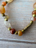 Long Multicolored Gemstone Vintage Beaded Necklace