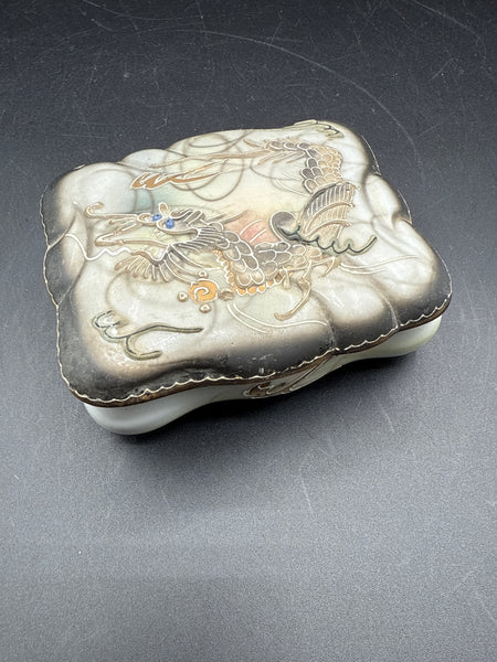 Asian Style Trinket Dish With Dragon On Lid