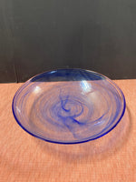 Cobalt Blue Swirl Art Glass Bowl