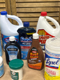 Lot of Cleaners with White Bucket- THESE ARE PREOWNED / MOST ARE 1/2 FULL TO FULL (J)