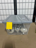 12 pc Glass Ornament Lot, Silver and White