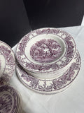 47-Piece A.J. Wilkinson Pastoral Davenport Purple Transferware China Set