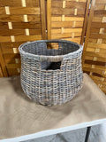 Gray Tone Woven Round Basket with Handles (C)