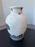 Rustic Distressed White Painted Terra Cotta Olive Jar or Vase