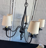 Black Wrought Iron 5-Light Chandelier with 2 Shade Sets
