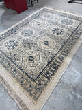 Carpet Art Deco Mosaic Motif Design Rug D, tan/blue