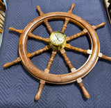 Hermle Heavyweight Maritime Vintage Ship’s Wheel Wall Clock NO KEY