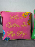 Pair of Embroidered Flip Flops Accent Pillows