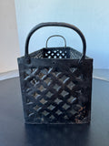 Decorative Rustic Metal Lattice Basket or Planter with Handles