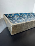 Pier 1 Imports Indonesia Blue Mosaic Glass & Wooden Tray