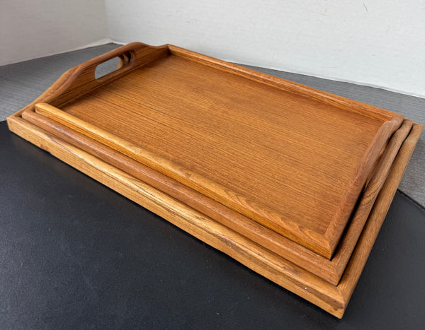 3-Piece Teak Wood Nesting Trays Set