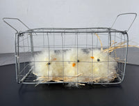 Farmhouse Metal Wire Basket with Faux Fuzzy Chicks