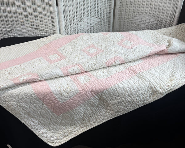 Pink Patchwork & Floral Reversible Crib Quilt